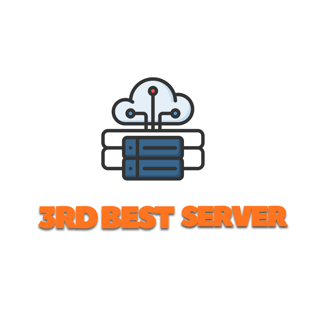 A cartoon image of a server with the words '3rd Best Server' written below it