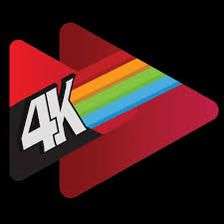 4K logo featuring a vibrant rainbow-colored arrow, symbolizing diversity and high-definition quality.