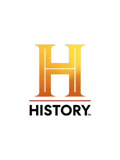 A yellow and orange logo featuring the word "HISTORY" in a bold font. The image features a logo in yellow and orange colors. The text included with the logo is "H HISTORY." It falls under the design category with a focus on text elements.