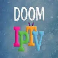 The "DOOM IPTV" logo features the words "DOOM" in white 3D letters above "IPTV" in colorful 3D letters.