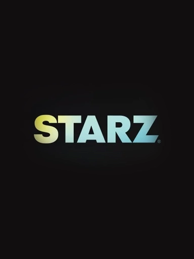 A black background featuring the word "STARZ" in yellow and blue text, designed in a graphic style.